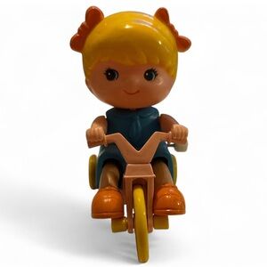 Vintage 1979 Tomy Girl On Tricycle Wind Up Toy Kid Made In Tawing Not Working